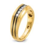IBGoodman 10k with Black Rhodium Men's Polished Satin and Grooved 1/4 Carat A Quality Diamond 5-Stone Ring - Image 8