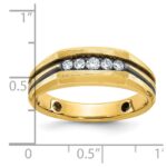 IBGoodman 14k with Black Rhodium Men's Polished Satin and Grooved 1/4 Carat AA Quality Diamond 5-Stone Ring - Image 3