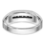 IBGoodman 14k White Gold Polished Satin and Grooved Five Stone Men's Ring Mounting - Image 7