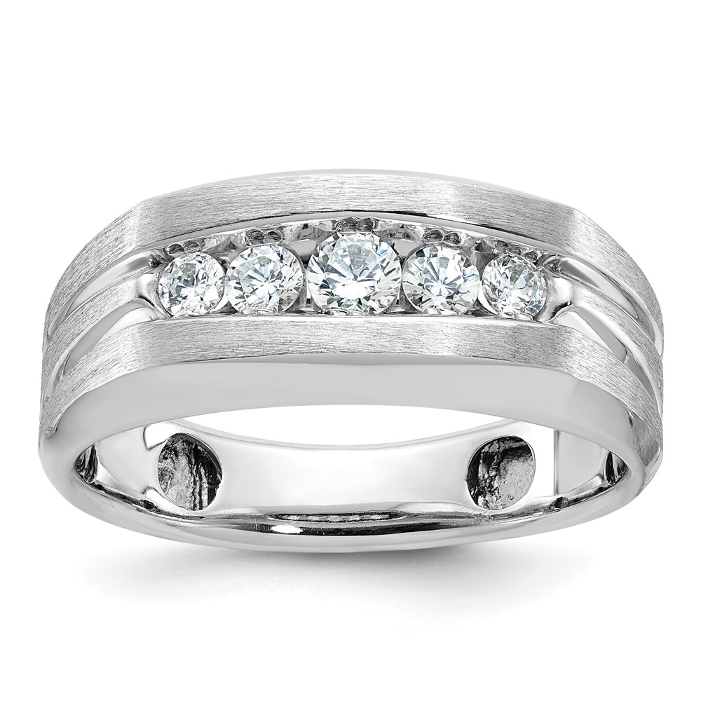 B58456-0WA-1.jpg IBGoodman 10k White Gold Men's Polished and Brushed 5-Stone 1/2 Carat A Quality Diamond Ring - Image 1