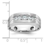 IBGoodman 14k White Gold Satin and Grooved Five Stone Men's Ring Mounting - Image 3