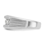 IBGoodman 14k White Gold Men's Polished Satin and Grooved 5-Stone Ring Mounting - Image 3