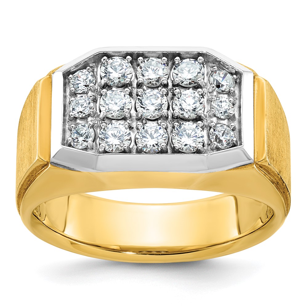 B58809-0YWA-1.jpg IBGoodman 10k with White Rhodium Men's Polished and Satin 1 Carat A Quality Diamond Cluster Ring - Image 1