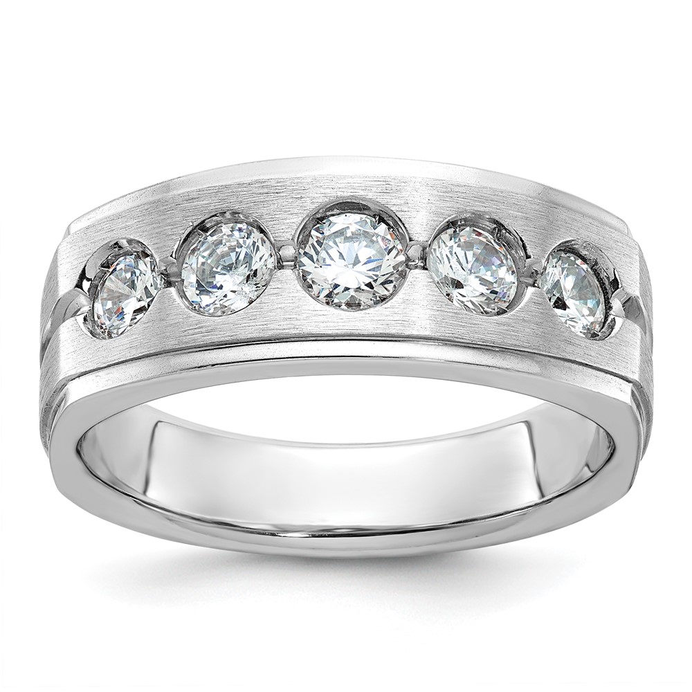 B58843-4WAA-1.jpg 14k White Gold IBGoodman Men's Polished and Satin 1 carat Diamond Complete Ring - Image 1