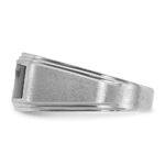 IBGoodman 14k White Gold with Black Enamel Men's Polished Satin and Grooved 1/20 Carat AA Quality Diamond Ring - Image 5