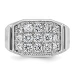 14k White Gold IBGoodman Men's Polished & Satin Cluster Ring Mounting - Image 6