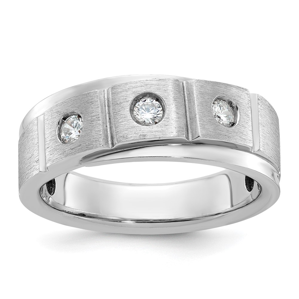B58940-4WAA-1.jpg 14k White Gold IBGoodman Men's Polished and Satin 1/4 carat Diamond Complete Ring - Image 1