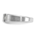 IBGoodman 14k White Gold Men's Polished Satin and Grooved 3-Stone 1/5 Carat AA Quality Diamond Ring - Image 5