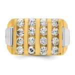 IBGoodman 14k Two-tone Men's Polished and Textured 4-Row Ring Mounting - Image 6