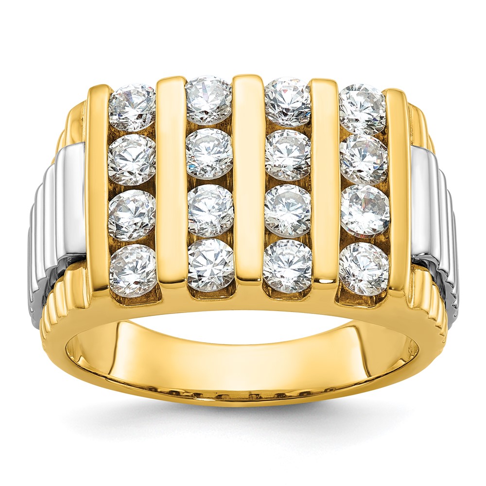 B58975-4YWAA.jpg IBGoodman 14k Two-tone Men's Polished and Textured 4-Row Ring Mounting - Image 1