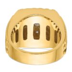 IBGoodman 14k Two-tone Men's Polished Satin and Grooved 1 Carat AA Quality Diamond Cluster Ring - Image 7