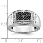 IBGoodman 14k White Gold Men's Polished and Cut-Out 3/4 Carat AA Quality Black and White Diamond Rectangle Ring - Image 3