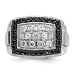 IBGoodman 14k White Gold 1 carat Lab Grown Diamond VS/SI+ G+ and Black Mined Diamond Complete Cluster Men's Ring - Image 4