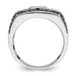 IBGoodman 14k White Gold with Black Rhodium Men's Polished Satin and Cobblestone Textured Black and White 5/8 Carat AA Quality Diamond Ring - Image 2