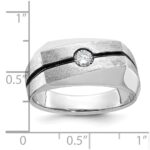 14k White Gold with Black Rhodium IBGoodman Men's Satin 1/5 carat Diamond Complete Ring - Image 3