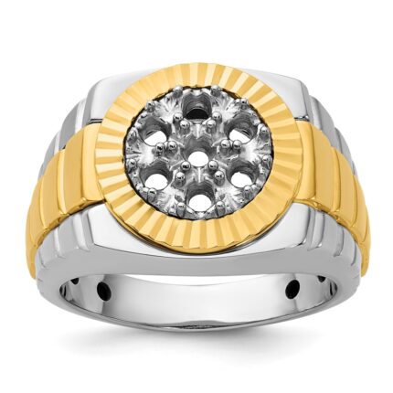 IBGoodman 14k Two-tone Men's Polished Satin and Textured Ring Mounting