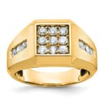 IBGoodman 10k Men's Polished and Satin 1 Carat A Quality Diamond Square Cluster Ring