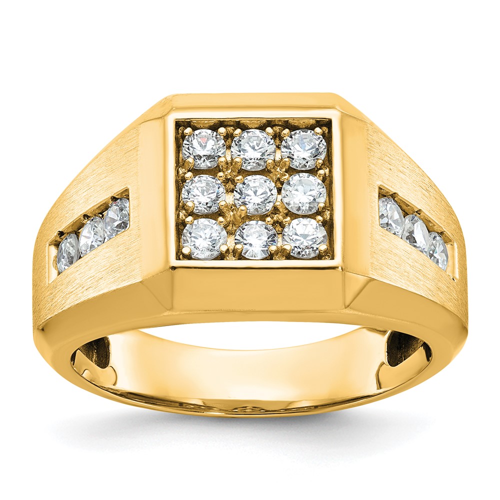 B59120-0YA-1.jpg IBGoodman 10k Men's Polished and Satin 1 Carat A Quality Diamond Square Cluster Ring - Image 1