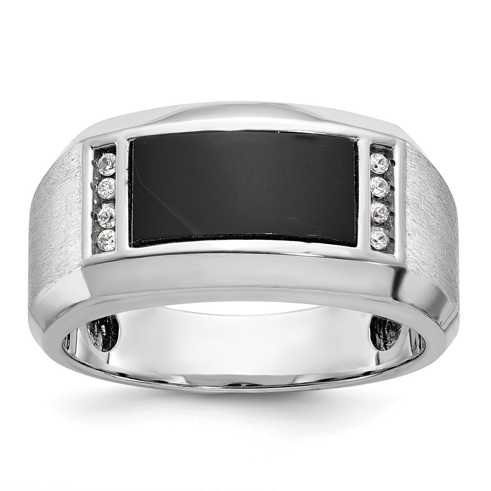B59132-4WOX_AA.jpg 14k White Gold IBGoodman Men's Satin Onyx and Diamond Ring Mounting - Image 1