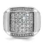 IBGoodman 14k White Gold Men's Polished and Satin 1 1/5 Carat AA Quality Diamond Cluster Ring - Image 4