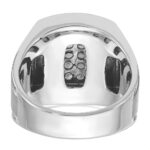 IBGoodman 14k White Gold Men's Polished and Satin 1 1/5 Carat AA Quality Diamond Cluster Ring - Image 5