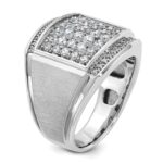 IBGoodman 14k White Gold Men's Polished and Satin 1 1/5 Carat AA Quality Diamond Cluster Ring - Image 6