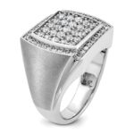 IBGoodman 14k White Gold Men's Polished and Satin 1 1/3 Carat AA Quality Diamond Cluster Ring - Image 8
