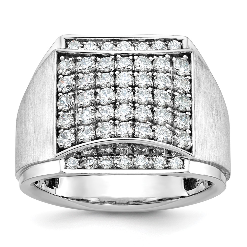 B59141-4WAA.jpg IBGoodman 14k White Gold Men's Polished and Satin 1 1/5 Carat AA Quality Diamond Cluster Ring - Image 1