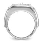 IBGoodman 14k White Gold Men's Polished and Satin 3/4 Carat AA Quality Diamond Round Cluster Ring - Image 2