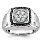 IBGoodman 14k White Gold Men's Polished and Satin Halo Cluster Ring Mounting