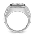 IBGoodman 14k White Gold Men's Polished and Satin 3/4 Carat AA Quality Black and White Diamond Halo Cluster Ring - Image 2