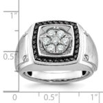 IBGoodman 14k White Gold Men's Polished and Satin 3/4 Carat AA Quality Black and White Diamond Halo Cluster Ring - Image 3