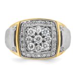 IBGoodman 14k Two-tone Men's Polished and Satin 1 Carat AA Quality Diamond Square Cluster Ring - Image 6
