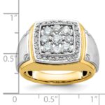 IBGoodman 14k Two-tone Men's Polished and Satin 1 Carat AA Quality Diamond Square Cluster Ring - Image 3