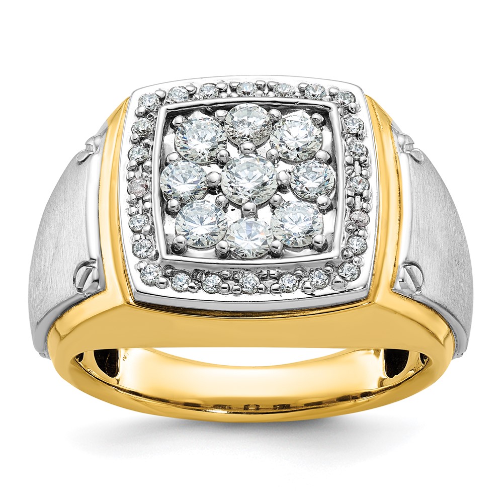 B59163-4YWAA.jpg IBGoodman 14k Two-tone Men's Polished and Satin Square Cluster Ring Mounting - Image 1