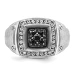 IBGoodman 14k White Gold with Black Rhodium Men's Polished and Satin 5/8 Carat Black and White Diamond Ring - Image 6