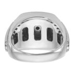 IBGoodman 14k White Gold with Black Rhodium Men's Polished and Satin 5/8 Carat Black and White Diamond Ring - Image 7