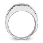 IBGoodman 14k White Gold with Black Rhodium Men's Polished Satin and Textured 7-Stone 1/2 Carat AA Quality Diamond Ring - Image 2