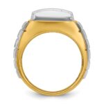 IBGoodman 14k Two-tone Men's Polished and Grooved 3-Row 1 Carat AA Quality Diamond Cluster Ring - Image 2