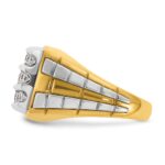 IBGoodman 14k Two-tone Men's Polished and Grooved 3-Row 1 Carat AA Quality Diamond Cluster Ring - Image 5