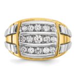 IBGoodman 14k Two-tone Men's Polished and Grooved 3-Row Cluster Ring Mounting - Image 6
