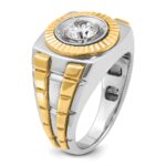 IBGoodman 14k Two Tone 1 carat Lab Grown Diamond VS/SI+ G+ Complete Polished Satin and Textured Men's Ring - Image 6