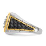 IBGoodman 10k Two-tone with Black Rhodium Men's Polished Textured and Diamond-cut 1 Carat A Quality Diamond Round Cluster Ring - Image 5