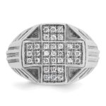 IBGoodman 14k White Gold Men's Polished Textured and Grooved Cross Cluster Ring Mounting - Image 6