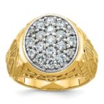 IBGoodman 14k Two-tone Men's Polished and Textured Oval Cluster Ring Mounting