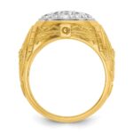 IBGoodman 14k Two-tone Men's Polished and Textured 1 5/8 Carat AA Quality Diamond Oval Cluster Ring - Image 2