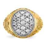 IBGoodman 14k Two-tone Men's Polished and Textured Oval Cluster Ring Mounting - Image 6