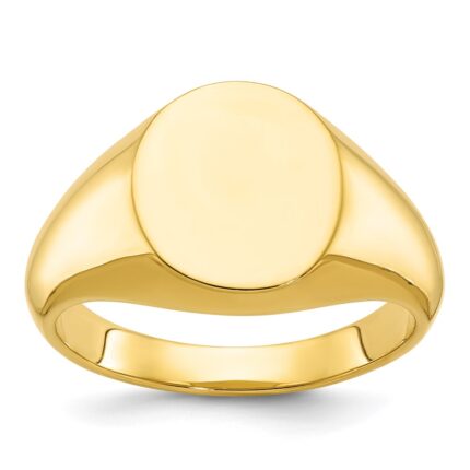14k IBGoodman 14x12mm Men's Round Signet Ring
