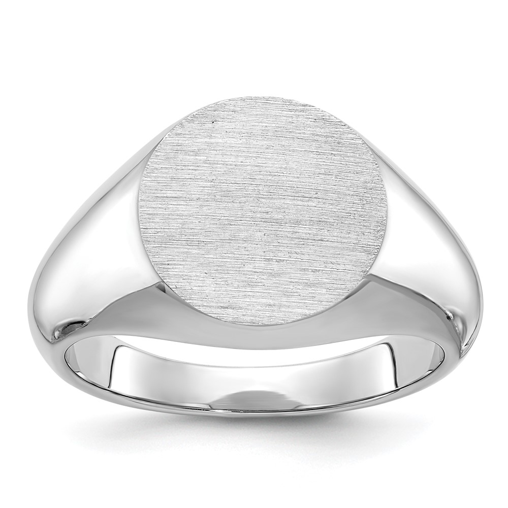 B59283B-4W.jpg 14k White Gold IBGoodman 16x14mm Men's Round Signet Ring - Image 1