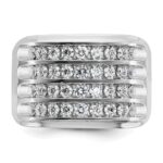 IBGoodman 10k White Gold Men's Polished and Grooved 4-Row Ring Mounting - Image 6